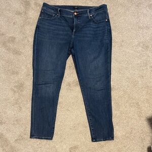 Express dark wash skinny jeans
